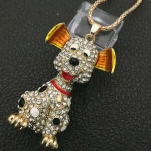 Sparkling Dog Pendant Necklace New